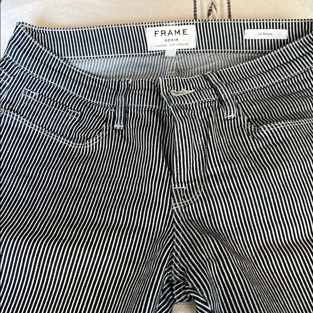 FRAME Denim Le Garçon cut pinstripe jeans